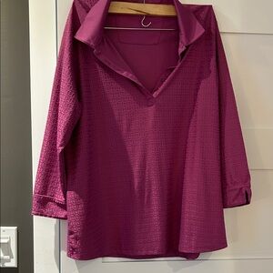 Nancy Lopez Grace 3/4 Sleeve Golf Polo in Deep Magenta